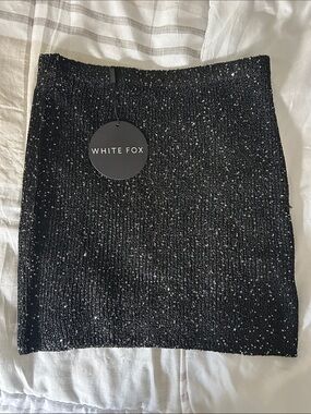 White Fox Boutique Black Sequin Mini Skirt